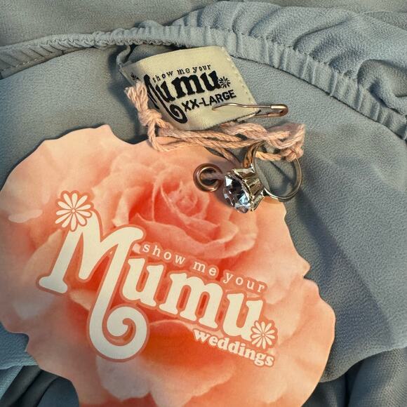 Show Me Your Mumu Heather Halter Dress in Steel Blue Chiffon NWT Size 2XL - Picture 8 of 9